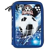 Derform Fussball doppelte 2-Fach Federmappe Federtasche mit 26 Teilen gefüllt