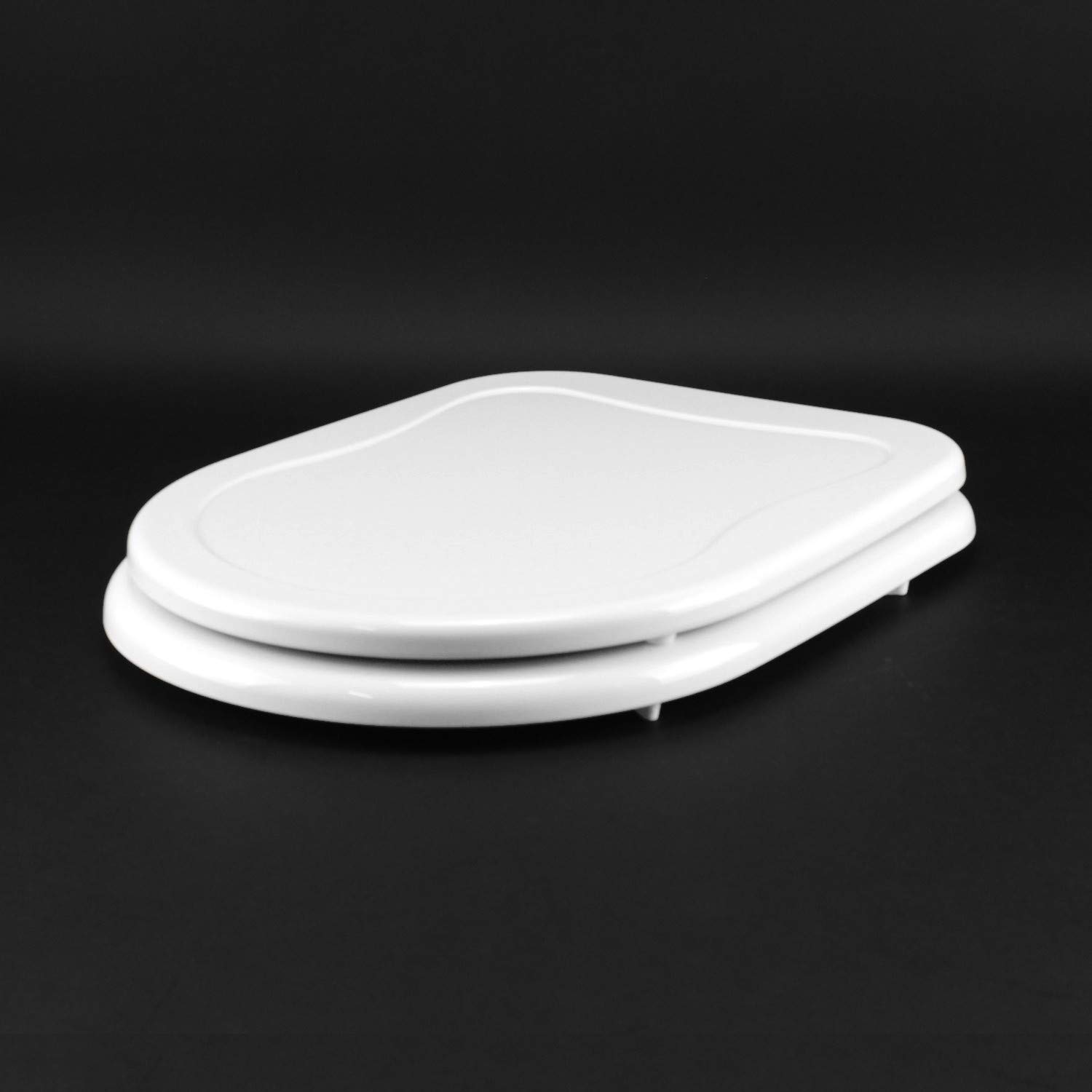 IDROTOP Copriwater per Cesame Epoque come Originale, Bianco, Forma a D | Anima in legno, Poliestere lucido, Cerniera tubetto ottone cromato, Made in Italy