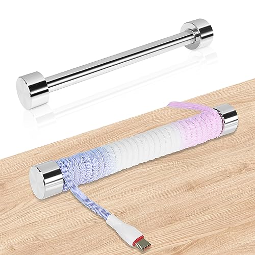 UCINNOVATE Custom Coiled Cable Winder, Rod Metal Bar Management with Multifunctional, Coiled Keyboard Cable Winder Use for DIY Decorate Custom Gaming Mechanical Keyboard USB Cable (Silver)