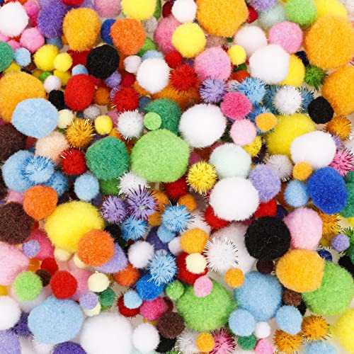 metagio Pompons zum Basteln, 1000 Stück Mini Pom Poms, 1-3cm Pom Poms für Handwerk Herstellung, Pompons Bälle für Kinder, Bunte Pompons für Ostern DIY Kreativen Handwerk Dekorationen