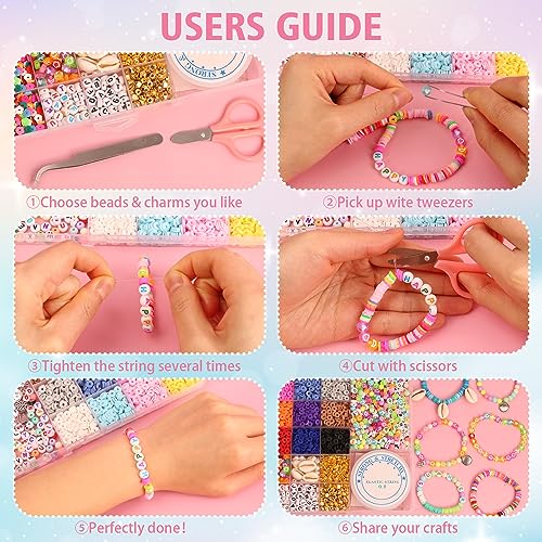 Uhibros 6000 Pcs Clay Beads Bracelet Making Kit, Jewelry Making Kit For Girls Friendship Bracelet Beads Polymer Heishi Beads With Charms Crafts Gifts For Teen Girls #TOP5