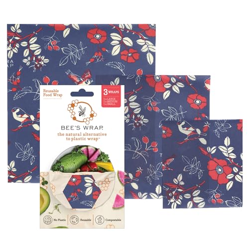 Bee's Wrap Beeswax Wraps for Food - Botanical 3 Pack