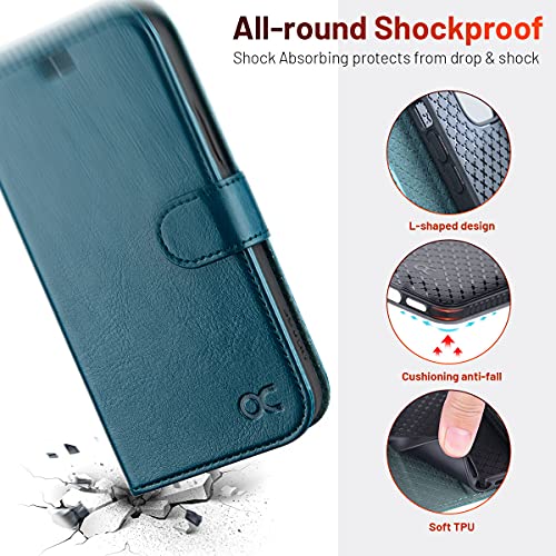 OCASE Compatible with iPhone 12 Case/Compatible with iPhone 12 Pro Wallet Case, PU Leather Flip Case with Card Holders RFID Blocking Kickstand Phone Cover 6.1 Inch(Peacock Blue) by OCASE - Image 6