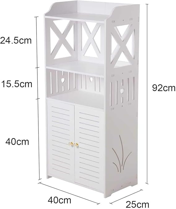 Bathroom Storage Cabinet – Floor Standing Organizer with Shelves & Door, Multifunctional Storage Unit for Home, Office, Living Room, Kitchen, or Entryway (3 Tier)