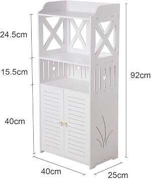 Bathroom Storage Cabinet – Floor Standing Organizer with Shelves & Door, Multifunctional Storage Unit for Home, Office, Living Room, Kitchen, or Entryway (3 Tier)