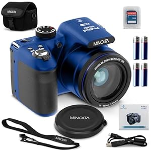 Minolta MN40Z 20MP Digital Camera – 40x Optical Zoom, 1080p FHD Video, 3.0″ LCD, Wi-Fi, Face/Smile/Blink Detection – Blue