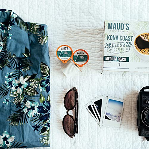 Maud's Kona Coffee Blend (Kona Coast), 24Ct. Solar Energy Produced Recyclable Single Serve Medium Dark Roast Kona Coffee Pods – 100% Arabica Coffee California Roasted, Kona K Cup Compatible #TOP5