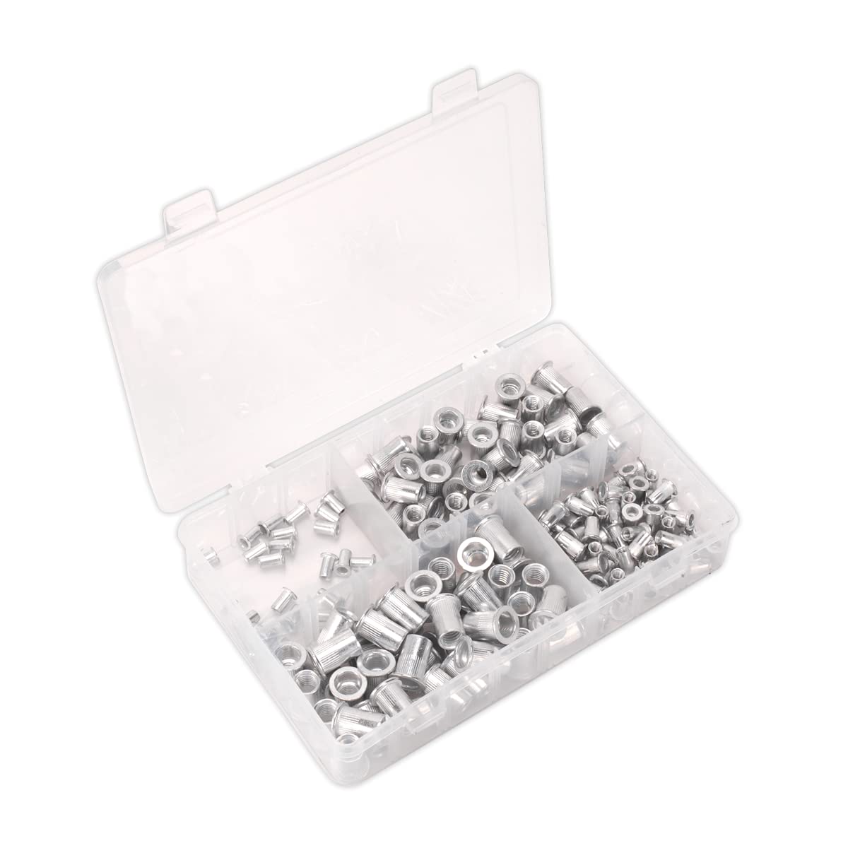 Sealey Threaded Insert (Rivet Nut) Assortment 200pc Set M4-M8 Splined Metric