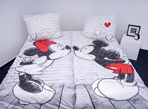Herding DISNEY MICKEY & MINNIE Partnerbettwäsche-Set, Wendemotiv, 2 x Bettbezug 135 x 200 cm, 2 x Kopfkissenbezug 80 x 80 cm, Baumwolle/Renforcé - Image 4