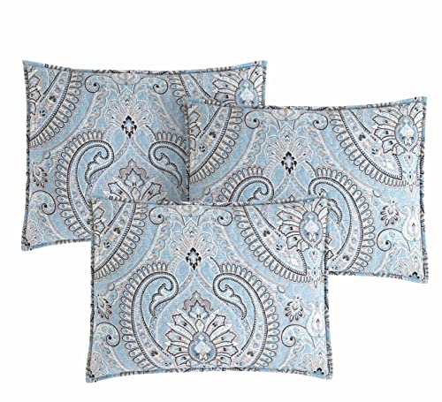 Southshore Fine Living, Inc. 6-Piece Quilted Daybed Cover Set Lightweight Includes Twin Paisley Quilt Cover, 3 Matching Quilted Shams, Bed Skirt And One Neck Pillow, Pure Melody Aqua, Twin #TOP3