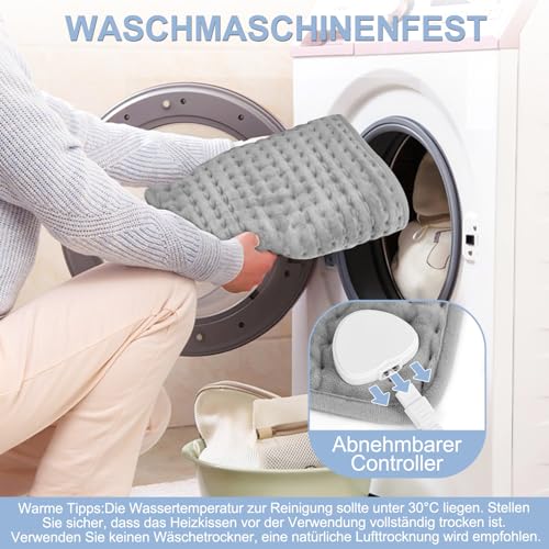 UOHHBOE Heizkissen 75W 60×30 cm – Wärmekissen mit PTC-Schnellheizung, 9 Temperaturstufen,4-stufiger Timer,Überhitzungs- & Abschaltschutz, Maschinenwaschbar – Ideal für Nacken, Schultern & Beine