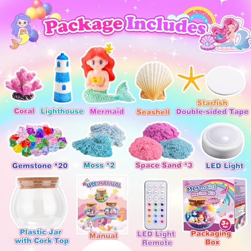 HappyGoLucky Bastelset Mädchen 3-10 Jahre, Mädchen Geschenke 3-12 Jahre DIY Nachtlicht Kinder Mädchen Geschenkideen Spielzeug Mädchen 3-12 Jahre Meerjungfrauen Geburtstagsgeschenk für Mädchen