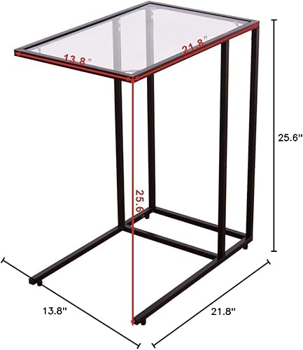 Miniatura 3 de Mesa auxiliar rectangular inclinable con parte superior de cristal, mesa auxiliar de sofá, mesa auxiliar de café para soporte de laptop, sala de