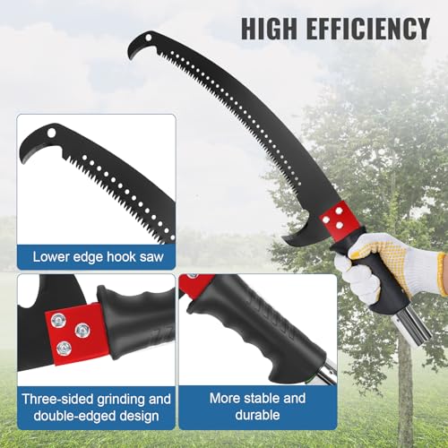 Image of 30 Ft Manual Pole Saw, Extendable Tree Pruner Blade and Scissors Set with 9 Fiberglass Handles, Long Branch Pruner Retractable for Backyard and Garden, Bush Cutting and Pruning of Palm Trees