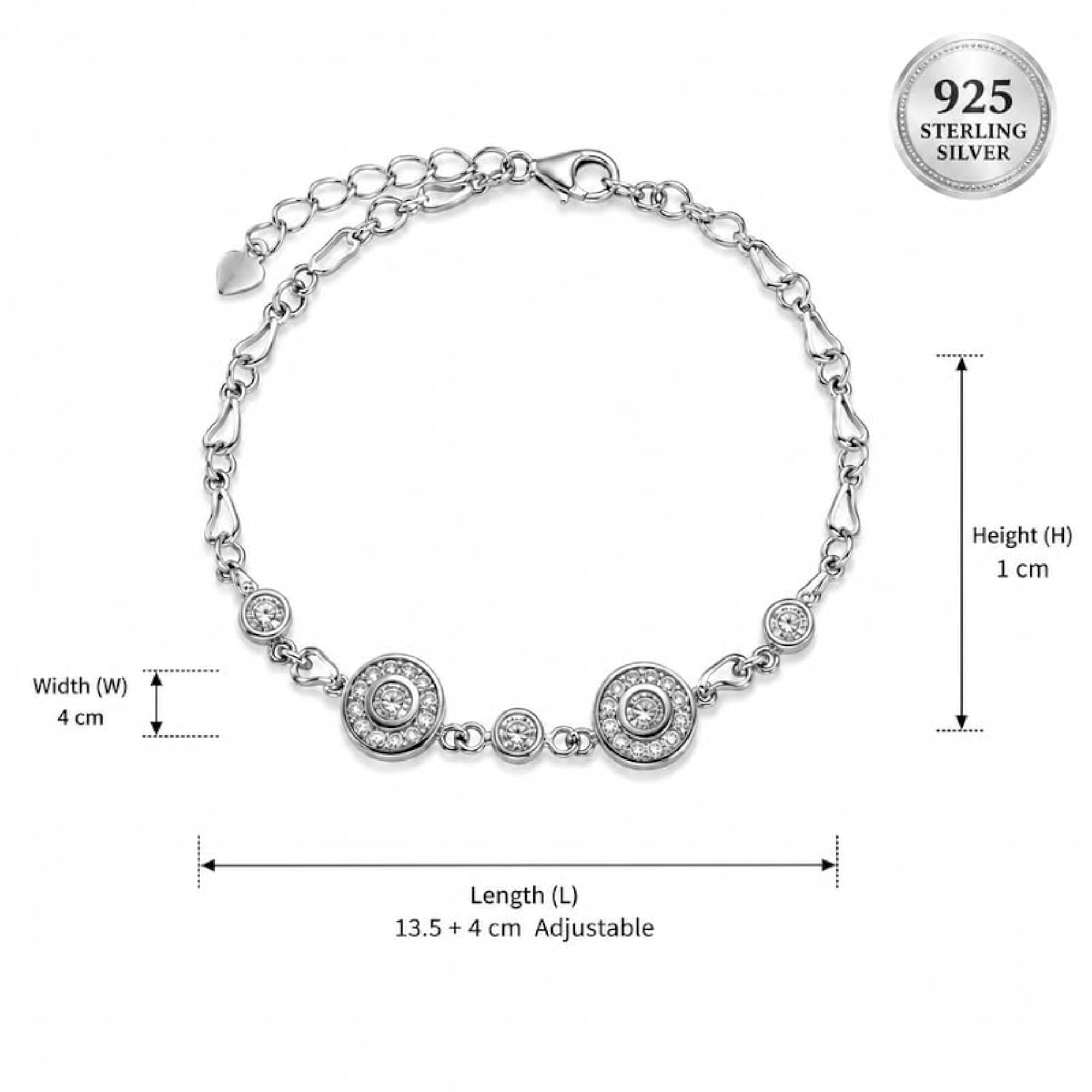 Women's 925 Sterling Silver Double Halo Bracelet
