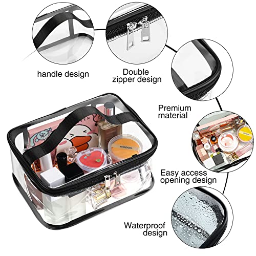 6 Pcs 9.25 X 6.89 Inch Clear Cosmetic Bags Transparent Zipper Travel Bag With Zipper Toiletry Makeup Pvc Bag Waterproof Portable Organizer Storage Pouch With Handle For Vacation Bathroom (Black Edge) #TOP2