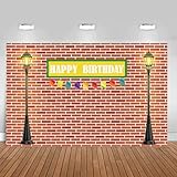 5x3ft Brick Wall Happy Birthday Backdrop Cloth Red Brick Wall Background Decorations Theme Birthday Party Wall Cloth Decorations Supplies