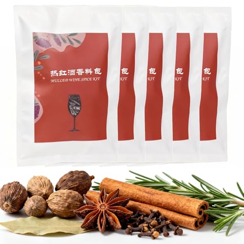 CZMYCBG 5 Packs Mulled Wine Spice Kit with Cinnamon, Cloves, and Star Anise, Three Flavors for Apple Cider, Mulled Wine, Glühwein, Hot Toddy Holiday Drink(Original Flavor)