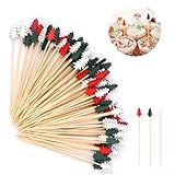 100 Stück Weihnachtsbaum Cocktailspieße,Weihnachten Holzspieße,Spieße...