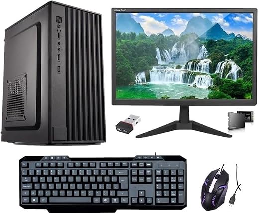 MegaDesk All-in-One Desktop PC, Core i5 4470 Processor, 16GB RAM, 256GB SSD, 19-inch Monitor, Multimedia Keyboard, RGB Mou...