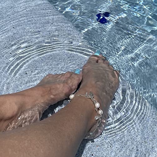 Sea Glass Bracelet Or Ankle Wrap With Mint Green Glass And Freshwater Pearls, Beachy Boho Jewelry For Women, 11" Wrap #TOP5