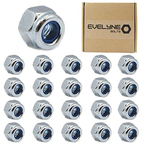 M4 Nyloc Steel Nuts, 4mm Self Locking Nuts with Nylon Inserts (20 Pack) Evelyne