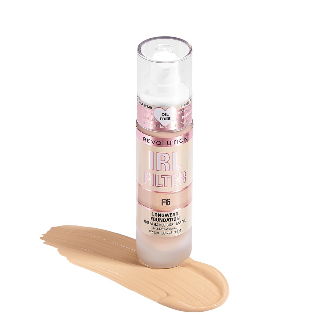 Makeup Revolution IRL Filter Longwear Natural Foundation F12 For Perfect Match, Multi-Use Waterproof, Medium/Full Coverage Foundation, Oil Free We Have a Shade For All Skin Types (Nude F6) 23ml-image-5