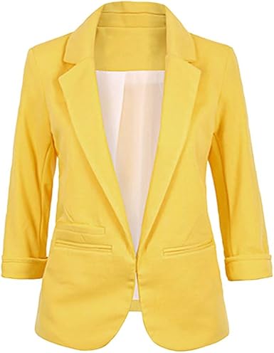 DODUMI Blazer - Chaqueta de Manga Corta para Mujer Amarillo XL: Amazon.es:  Ropa