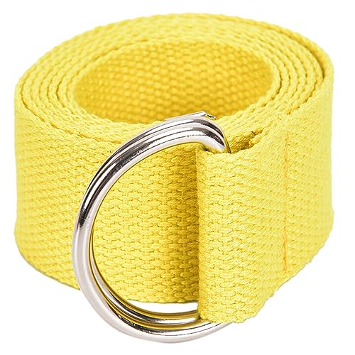 RUNMIND Unisex Canvas Belt,D Ring Buckle Dress Waist Band,Casual Adjustable Canvas Belt, Yellow, 130cm