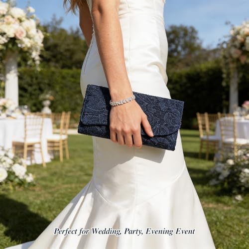 Image of UBORSE Evening Bag Lace Clutch Purse for Women Formal Elegant Envelope Wedding Party Cocktail Crossbody Shoulder Bag