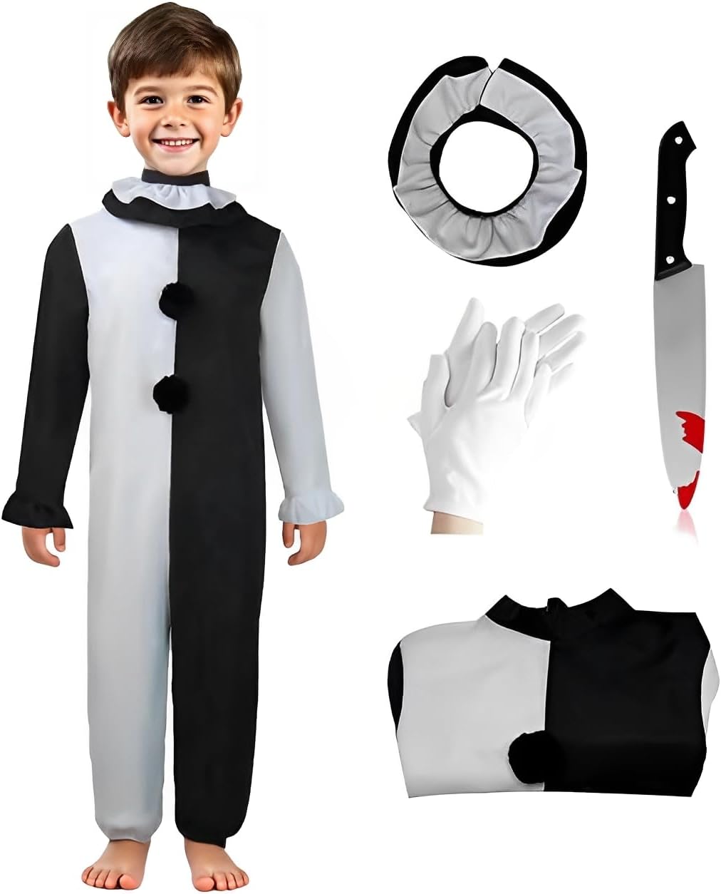 Pigmiss Kids Art The Clown Terrifying Costume Horror Mask Killer Scary Halloween Masquerade Party Cosplay Outfits