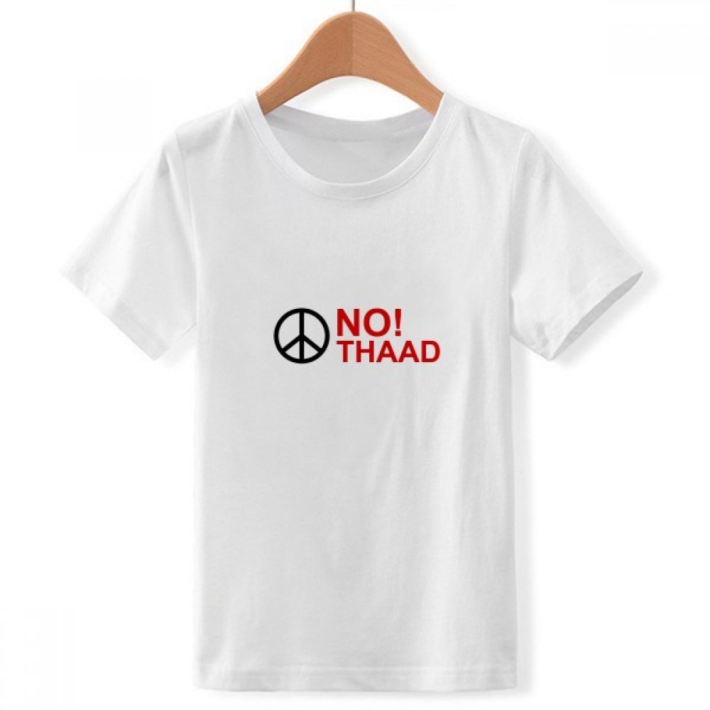 T-shirt blanc Pas THAAD pour garcon grand en coton motif pacifisme multicolore