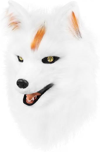 COSYEARS Animal Wolf Mask Cosplay Costume Accessories Furry Faux Fur Dog Fox Full Head Therian Masks Anime Dress up Party