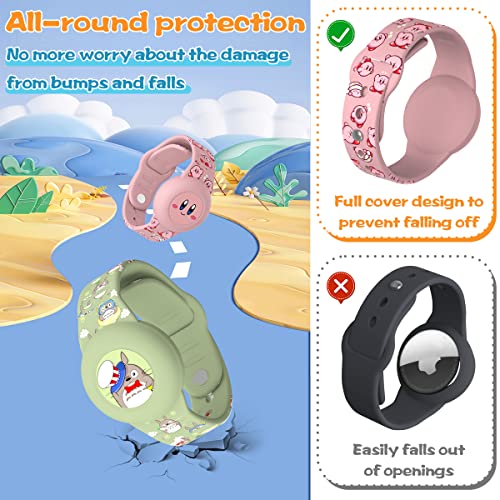 Datoxia 2 Pack Airtag Bracelet For Kids Cute Cartoon, Waterproof Kids Airtag Wristband, Silicone Apple Airtag Kids Bracelet For Toddler Child Hidden, Air Tag Kids Band Tracker Holder Case Accessories #TOP3