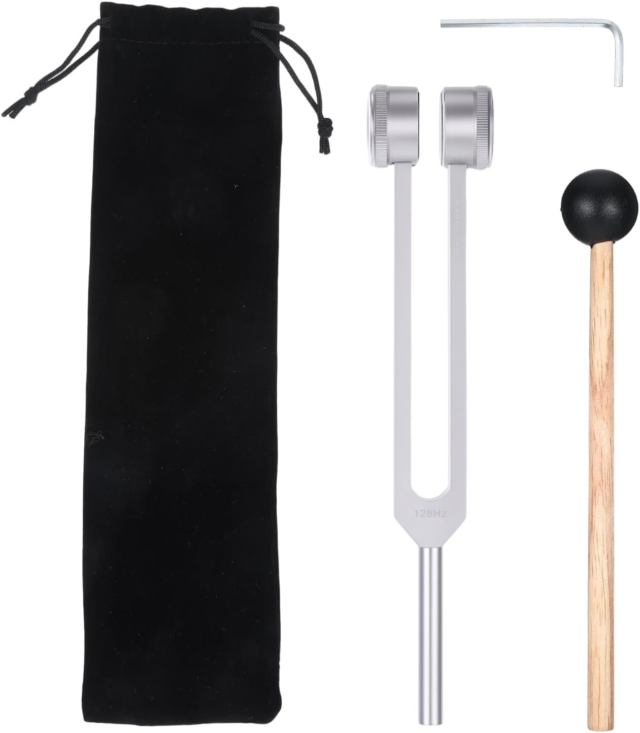 Tuning Fork for Healing 128Hz with Hammer, Sound Healing Therapy Frequency Tool for Meditation, Reiki Supplies Kit, Aluminum Alloy 128 Hz Wellness Instrument with Pouch