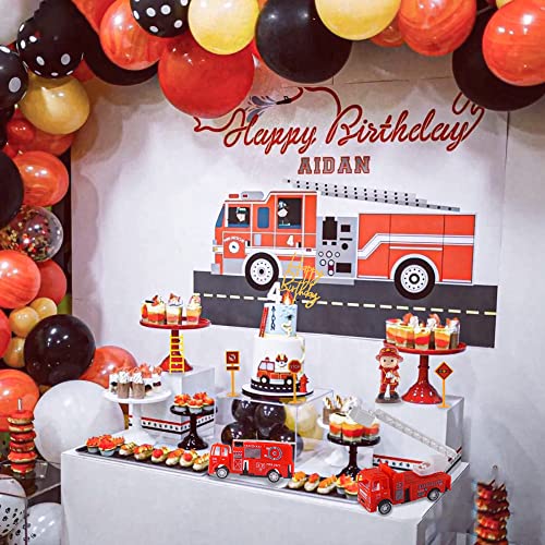 Fire Truck Cake Topper Firefighter Cake Decoration Fireman Themed Happy Birthday Cake Toppers,Truck Firefighter Figurines Cake Topper For Fireman Theme Baby Shower Birthday Party Decoration(10Pcs) #TOP3