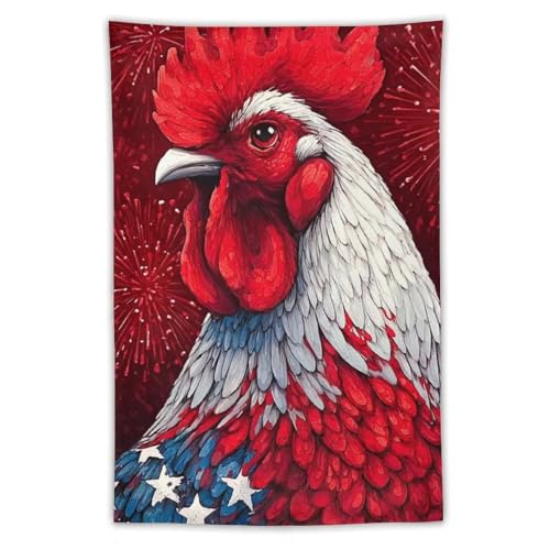 Tapisserie coq déco murale polyester Jubonexis, grand format pour chambre et dortoir
