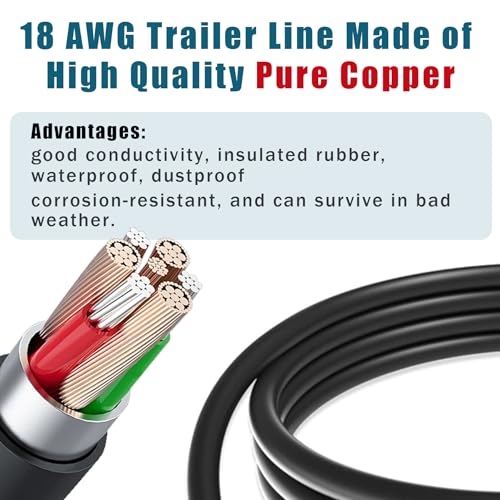 Ruibapa 4-Way Trailer Wiring Harness 5 Ft (1.5m) 4-Pin Flat Trailer Wire Extension Connector 4 pin Trailer Wiring Harness, Pure Copper - Thumbnail 3