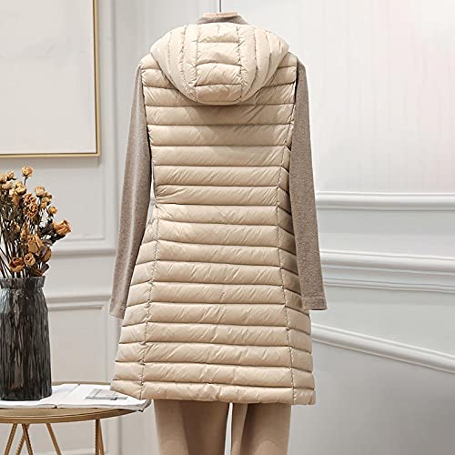 Wangpu Oversized Long Down Vest For Women Zipper Lightweight Puffer Jackets With Hood Outdoor Coats Recreation Waistcoat Outerwear #TOP1