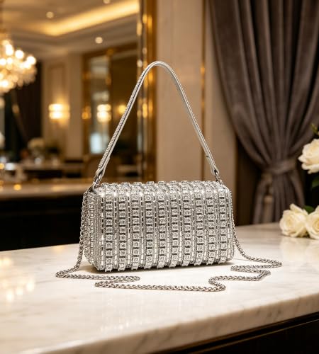 Image of Sweetovo Rhinestone Clutch Purse, Sparkly Evening Bag with Chain for Women