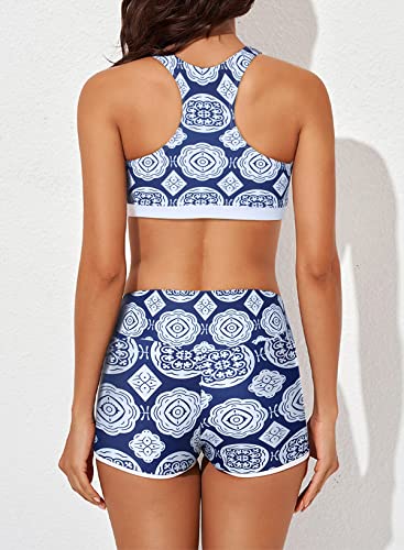 Aleumdr Womens Athletic 3 Piece Tankini Swimsuits with Shorts Swim Tank Tops with Sports Bra and Boyshorts Bathing Suits4