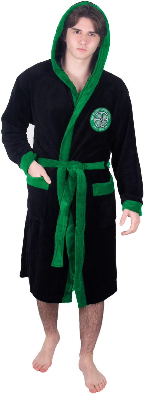 Celtic FC Mens Dressing Gown Robe Hooded Fleece OFFICIAL Football Gift