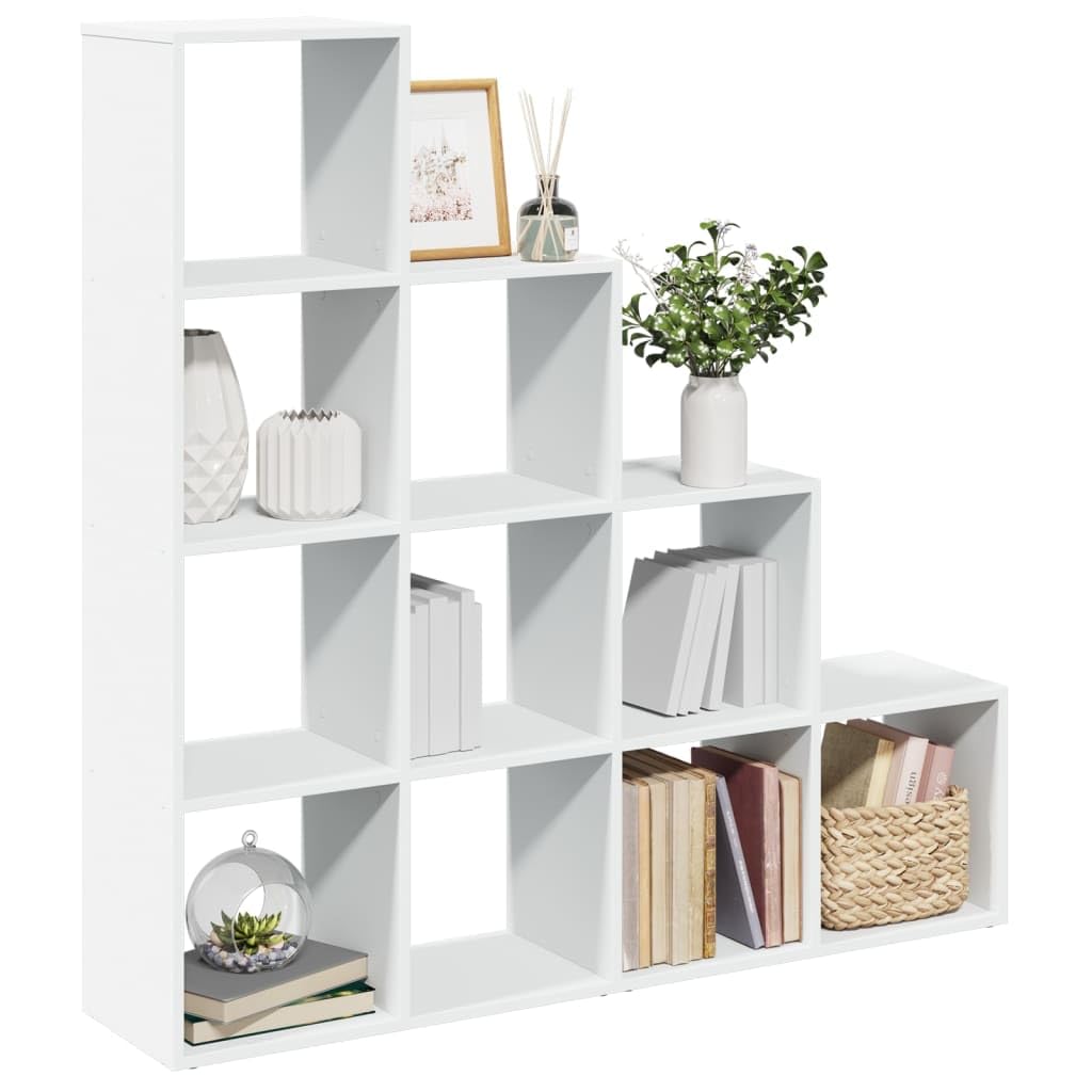 Generisch Raumteiler-Bücherregal 4 Stufen Weiß 131,5x29x131,5 cm,Möbel,Regalsysteme,Bücherregale Bücherschränke-857967