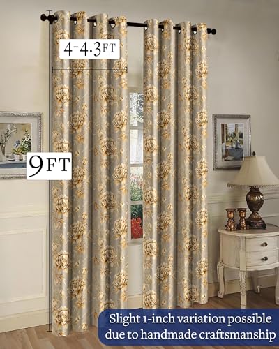 Image of Cloth Fusion Printed 100% Blackout Long Door Curtains 9 Feet Set of 2
