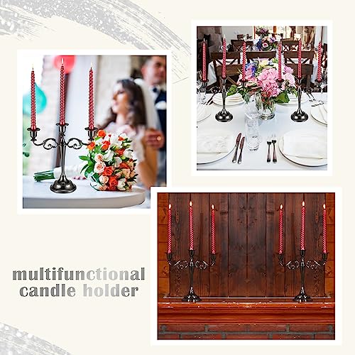 Dandat 3 Pcs 3 Arm Metal Candelabra Candlestick Holders Tall Candlestick Holders Gothic Candle Holder for Home Wedding Church Christmas Party(Classic,10 Inch,Black) by Dandat - Image 6