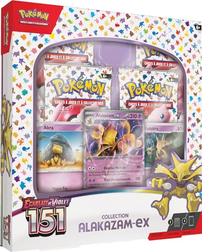 Pokémon - Ecarlate et Violet 151 (EV3.5) - Coffret Alakazam-ex : 4 boosters Ecarlate et Violet 151 - Jeux de société - Jeux de Cartes à Jouer et à...