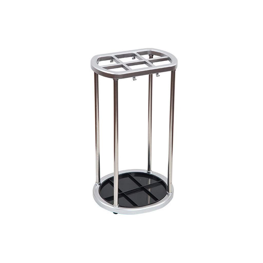 Porte-parapluie durable en acier inoxydable argent avec bac de récupération amovible