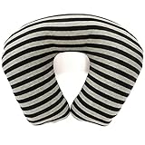 ADVANCE 旅行用 エアー ネックピロー 綿 ニット ボーダー (AIR&ウレタン仕様) 日本製 グレー gy