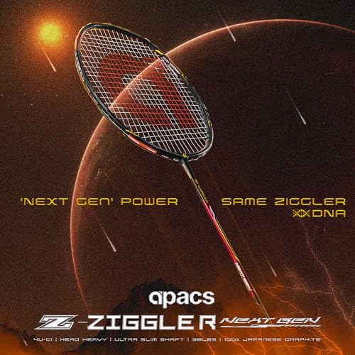 Image of Apacs Z-Ziggler Next Gen (Unstrung) | 38lbs max Tension | Ultra Slim Shaft | 100% Japanese Graphite | (4U) Head Heavy Balance | Aerodox Frame | Made in Vietnam Badminton Racket with Cover (Black Red)