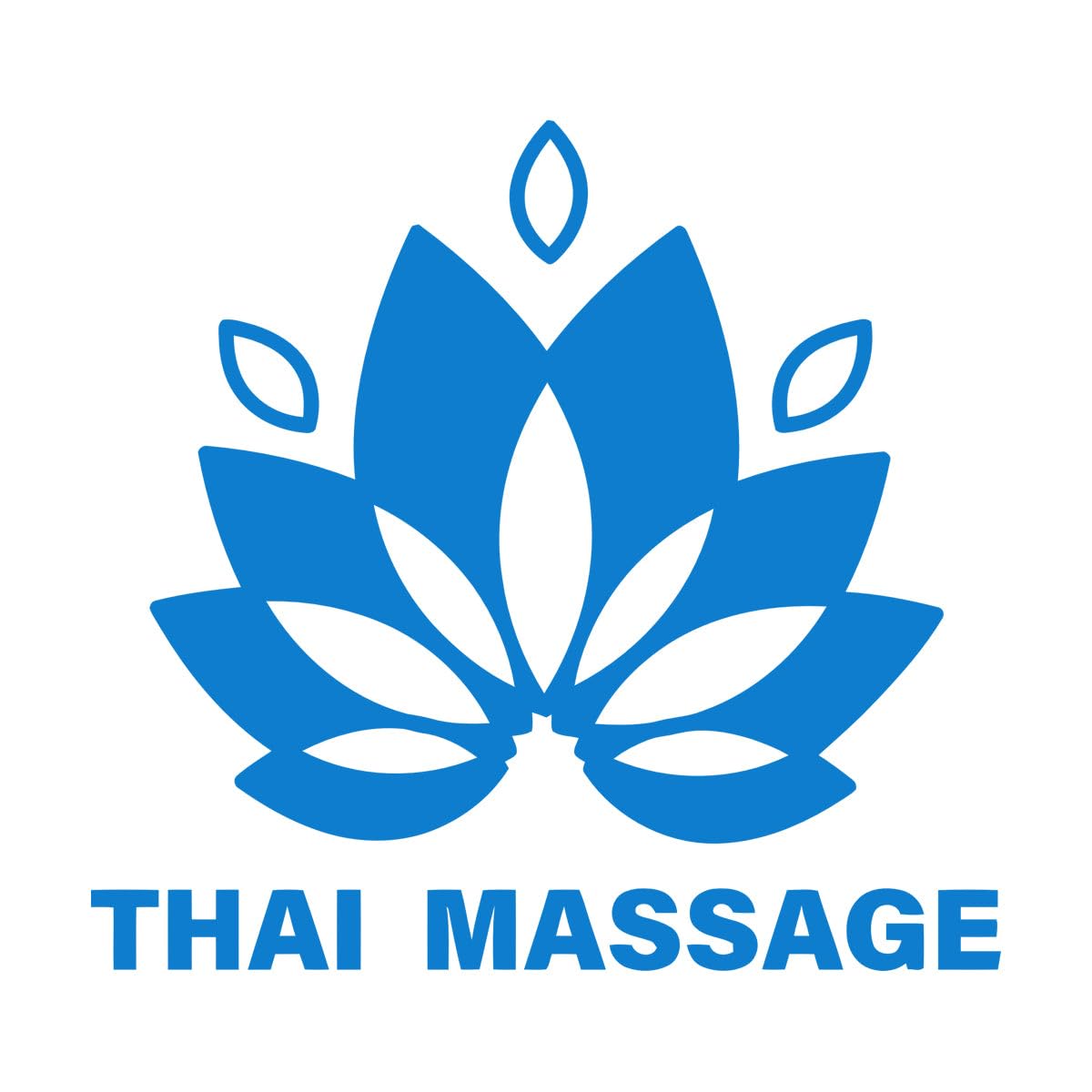 Lettering Stickers Lotus Icons Thai Massage Therapy Relax Studio 54x60.3cm Can Modify and add Information Large Blue